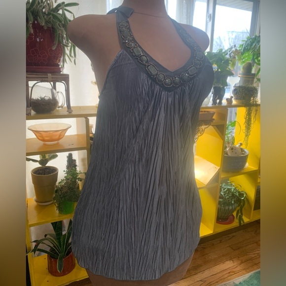 Vanity Halter Top with Embellished Neckline - Picture 1 of 10